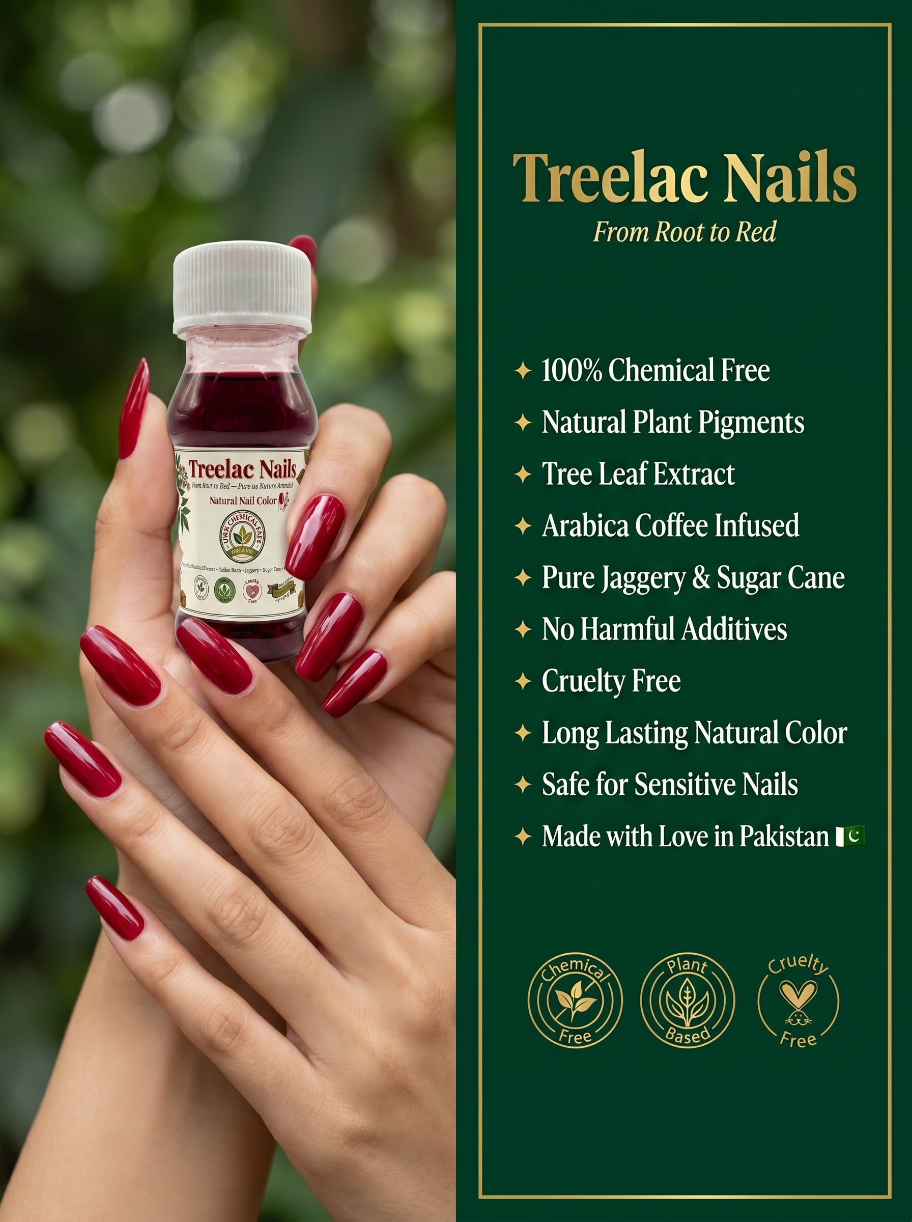 Treelac Nails — Natural Botanical Nail Color | 100% Chemical Free Red Tint