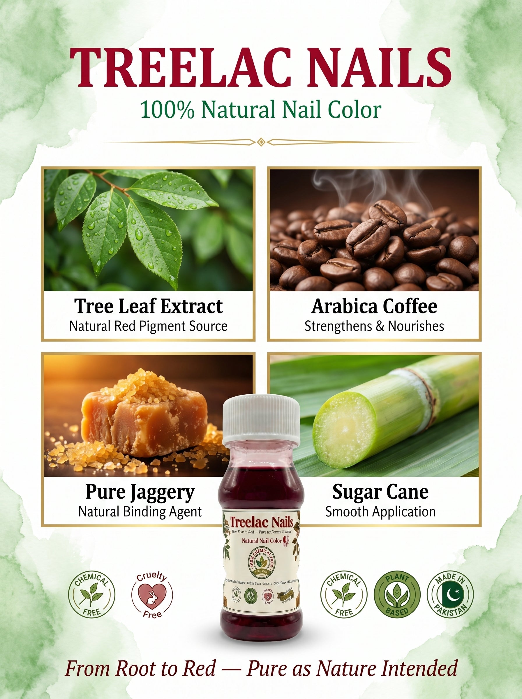 Treelac Nails — Natural Botanical Nail Color | 100% Chemical Free Red Tint